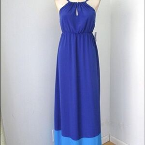 Color block silky maxi dress